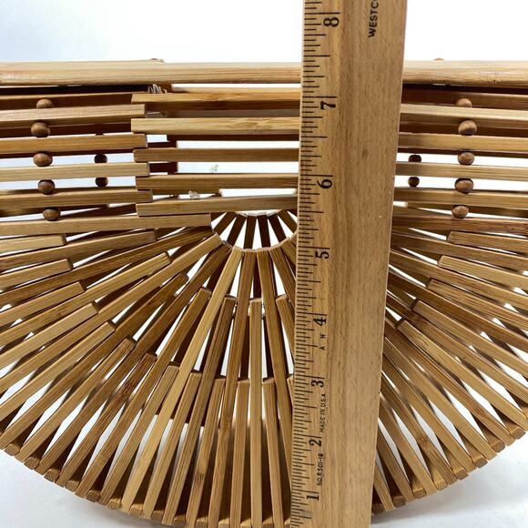 CULT GAIA Gaias Ark Bamboo Purse Clutch Boho Top Handle Crescent Bag - Picture 12 of 14